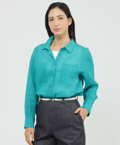 新品！ポールスチュアート スポーツPaul Stuart SPORT ビジュー装飾カラーシャツ切替ニットソー 水色白L 【レディース】 セール】 【Nikkei magazine掲載】【ウォッシャブル】シャイニー