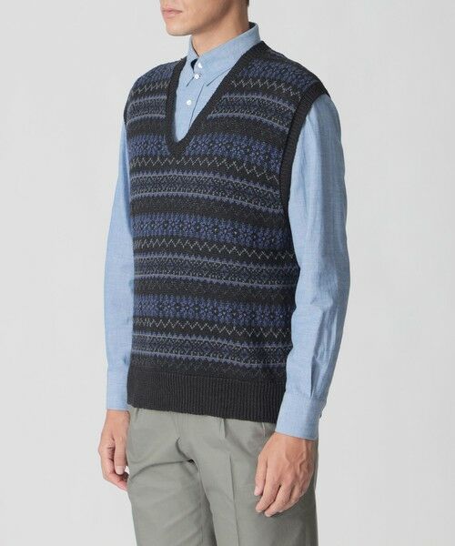 Paul Stuart / ポール・スチュアート ニット・セーター | 【数量限定】フェアアイル柄ニットベスト | 詳細4