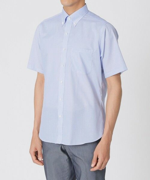 Paul Stuart / ポール・スチュアート シャツ・ブラウス | 【形態安定/高通気/クールビズ】シャンブレーメッシュ半袖ボタンダウンシャツ | 詳細4