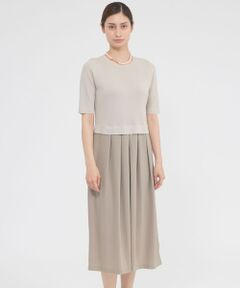 Paul Stuart / ポール・スチュアート ロング・マキシ丈ワンピース | 【ウォッシャブル】アセテートストレッチコンビ　ワンピース