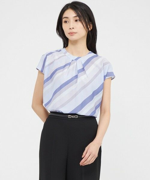 Paul Stuart/ポール・スチュアート 【ウォッシャブル】ジオメトリーパターンプリント ブラウス サックス 6 Paul Stuart/ポール・スチュアート 【ウォッシャブル】ジオメトリーパターンプリント ブラウス サックス 6