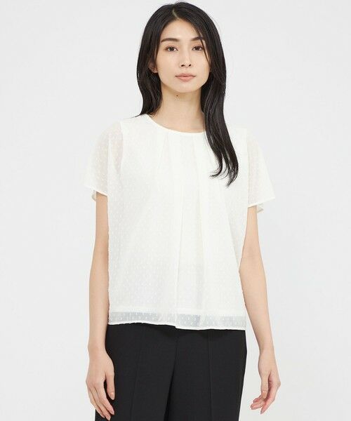 Paul Stuart/ポール・スチュアート 【ウォッシャブル】カットジョーゼット/フィンリーフライス ブラウス オフホワイト 6 Paul Stuart/ポール・スチュアート 【ウォッシャブル】カットジョーゼット/フィンリーフライス ブラウス オフホワイト 6