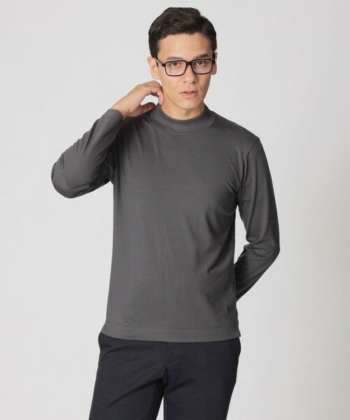Paul Stuart/ポール・スチュアート 【ウォッシャブル】ウールプレーティングモックネックTシャツ グレー系4 50