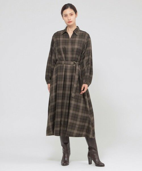 Paul Stuart / ポール・スチュアート ロング・マキシ丈ワンピース | 【ウォッシャブル】ブロックチェック　ワンピース | 詳細6