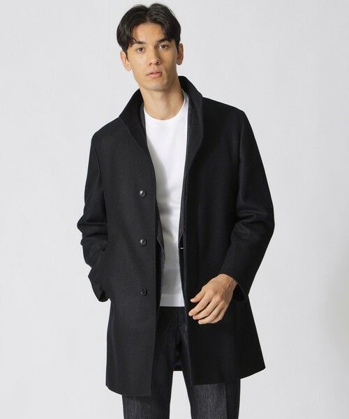 Paul Stuart/ポール・スチュアート 【HOUSTON】カシミヤ混スタンドカラーコート ブラック 46 Paul Stuart/ポール・スチュアート 【HOUSTON】カシミヤ混スタンドカラーコート ブラック 46