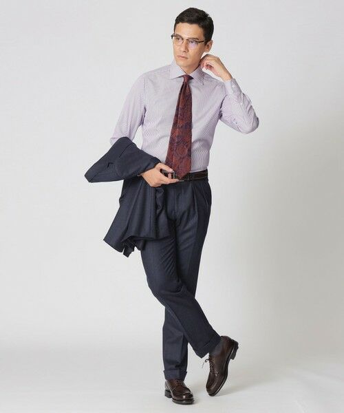 Paul Stuart / ポール・スチュアート シャツ・ブラウス | 【Nikkei magazine掲載】ロンスト柄セミワイドカラードレスシャツ | 詳細4