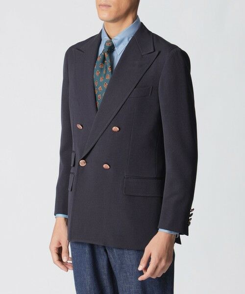 Paul Stuart / ポール・スチュアート その他アウター | 【数量限定】「COLLECTION LINE」ウールトリコチン ピークドワイドラペル ダブル4ボタンブレザー | 詳細3