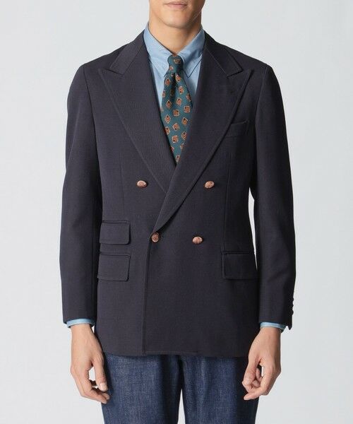 Paul Stuart / ポール・スチュアート その他アウター | 【数量限定】「COLLECTION LINE」ウールトリコチン ピークドワイドラペル ダブル4ボタンブレザー | 詳細2