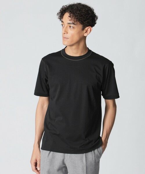 Paul Stuart/ポール・スチュアート 【数量限定】「COLLECTION LINE」クルーネック半袖Tシャツ ブラック 46 Paul Stuart/ポール・スチュアート 【数量限定】「COLLECTION LINE」クルーネック半袖Tシャツ ブラック 46