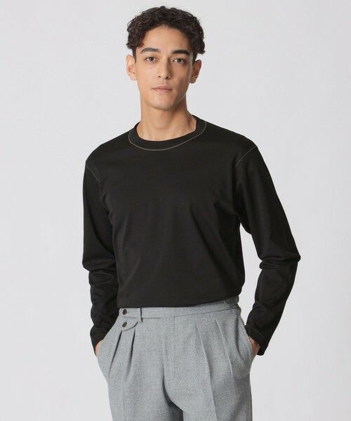 Paul Stuart/ポール・スチュアート 【数量限定】「COLLECTION LINE」クルーネック長袖Tシャツ ブラック 48 Paul Stuart/ポール・スチュアート 【数量限定】「COLLECTION LINE」クルーネック長袖Tシャツ ブラック 48