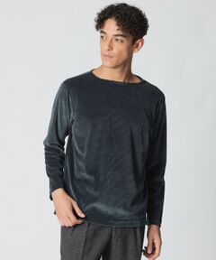 Paul Stuart / ポール・スチュアート カットソー | 【数量限定】「COLLECTION LINE」ボーダーベロア　ボートネック長袖Tシャツ