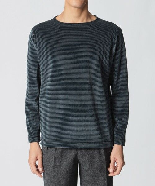 Paul Stuart / ポール・スチュアート カットソー | 【数量限定】「COLLECTION LINE」ボーダーベロア　ボートネック長袖Tシャツ | 詳細4