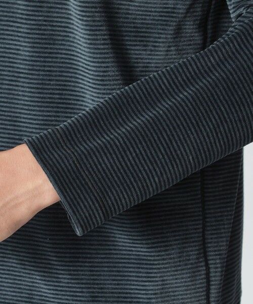 Paul Stuart / ポール・スチュアート カットソー | 【数量限定】「COLLECTION LINE」ボーダーベロア　ボートネック長袖Tシャツ | 詳細7