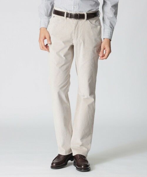 Paul Stuart / ポール・スチュアート パンツ | 【数量限定】「COLLECTION LINE」コーデュロイストレッチ ブーツカット5ポケットパンツ(オフホワイト)