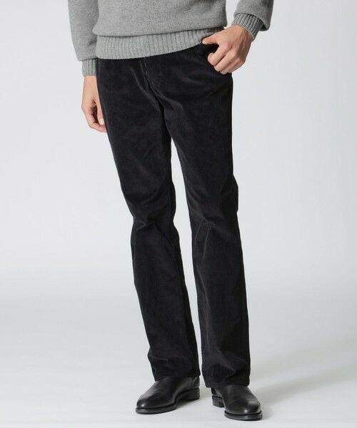 Paul Stuart / ポール・スチュアート パンツ | 【数量限定】「COLLECTION LINE」コーデュロイストレッチ ブーツカット5ポケットパンツ(ブラック)