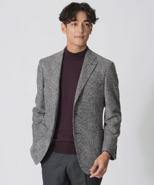 Paul Stuart/ポール・スチュアート ブークレー千鳥ジャージージャケット グレー系4 48 Paul Stuart/ポール・スチュアート ブークレー千鳥ジャージージャケット グレー系4 48