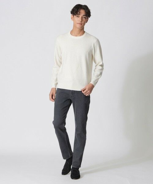 Paul Stuart / ポール・スチュアート ニット・セーター | ダイヤ柄クルーネックセーター | 詳細1