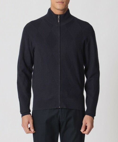 Paul Stuart / ポール・スチュアート ニット・セーター | ダイヤ柄フルジップセーター | 詳細5