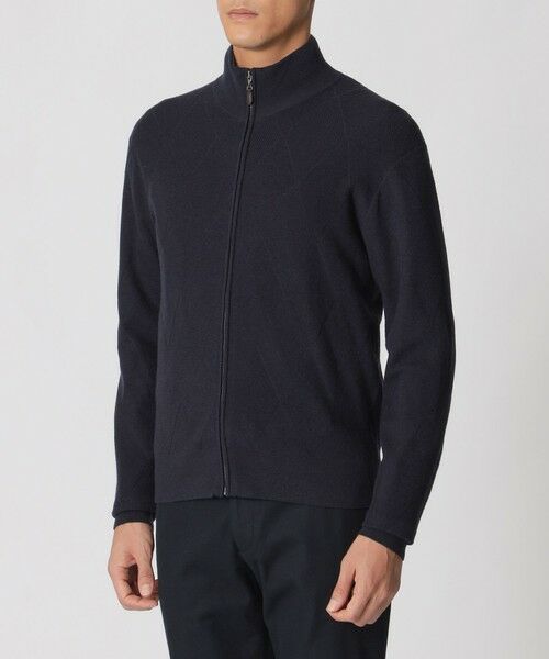 Paul Stuart / ポール・スチュアート ニット・セーター | ダイヤ柄フルジップセーター | 詳細6