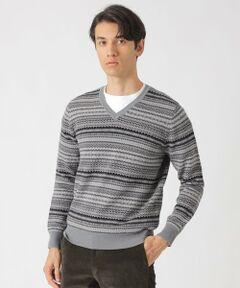 Paul Stuart / ポール・スチュアート ニット・セーター | フェアアイル柄Vネックセーター