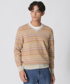 Paul Stuart / ポール・スチュアート ニット・セーター | フェアアイル柄Vネックセーター