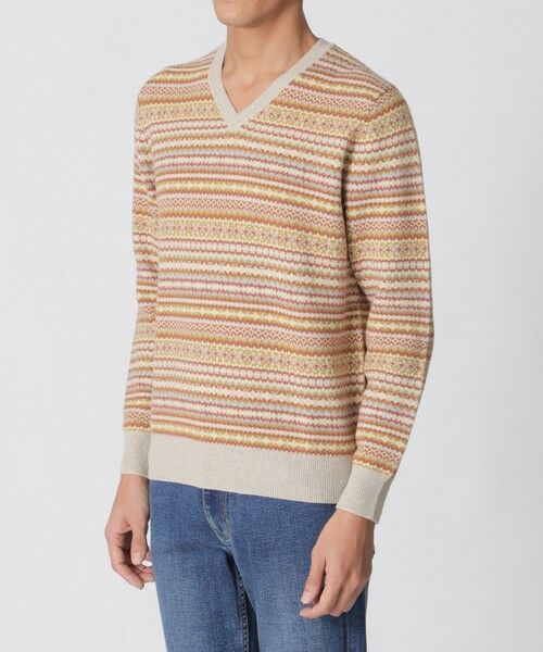 Paul Stuart / ポール・スチュアート ニット・セーター | フェアアイル柄Vネックセーター | 詳細4