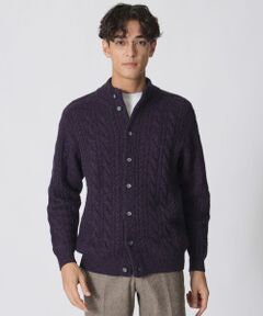 Paul Stuart / ポール・スチュアート ニット・セーター | ランダムケーブル柄スタンドカラーカーディガン