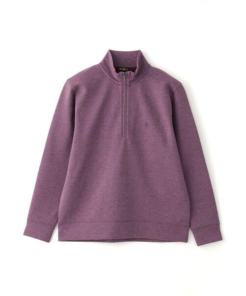 Paul Stuart / ポール・スチュアート カットソー | へリンボンダブルフェイスハーフジップ(レッド系7)