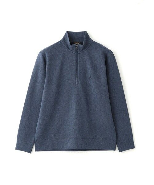 Paul Stuart / ポール・スチュアート カットソー | へリンボンダブルフェイスハーフジップ(ネイビー1)