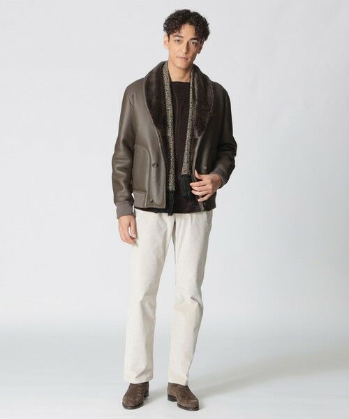 Paul Stuart / ポール・スチュアート マフラー・ショール・スヌード・ストール | 【COLLECTION LINE】プリントスカーフ/ヘリンボーン柄 | 詳細3