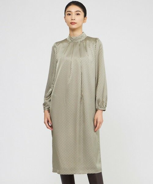 Paul Stuart/ポール・スチュアート 【ウォッシャブル】デュアルサークルプリント ワンピース ベージュ 8 Paul Stuart/ポール・スチュアート 【ウォッシャブル】デュアルサークルプリント ワンピース ベージュ 8
