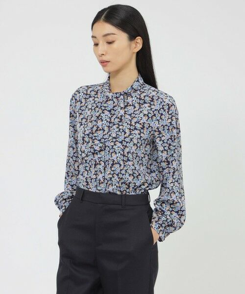Paul Stuart/ポール・スチュアート 【WEB・一部店舗限定/ウォッシャブル】スモールフラワー ブラウス インディゴ 8 Paul Stuart/ポール・スチュアート 【WEB・一部店舗限定/ウォッシャブル】スモールフラワー ブラウス インディゴ 8