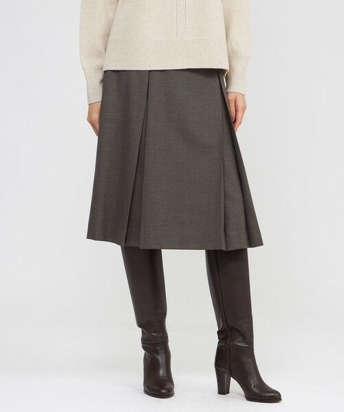 Paul Stuart/ポール・スチュアート 【防しわ性】ライトミルドストレッチ スカート ブラウン 6
