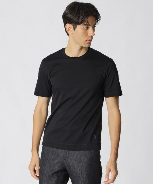 Paul Stuart/ポール・スチュアート 【追加生産】「Dress Tee Shirts」コットンスムースショートスリーブドレスTシャツ/半袖カットソー ブラック 52