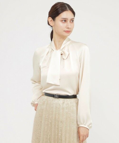 Paul Stuart / ポール・スチュアート シャツ・ブラウス | 【ウォッシャブル/防しわ性】エレガントダブルサテン　ブラウス | 詳細1