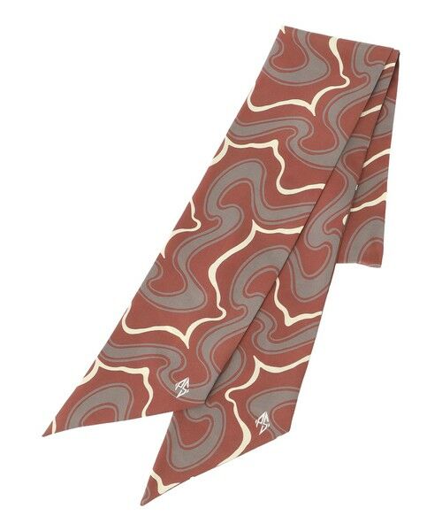 Paul Stuart / ポール・スチュアート マフラー・ショール・スヌード・ストール | 【COLLECTION LINE】ウェーブ柄ストール（レッド系5）