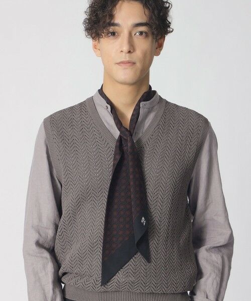 Paul Stuart / ポール・スチュアート マフラー・ショール・スヌード・ストール | 【COLLECTION LINE】ドットウェーブ柄ストール（ブラック）