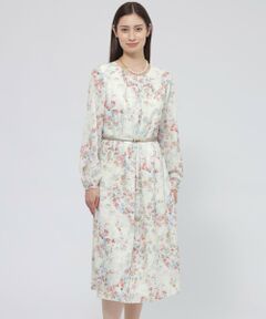 Paul Stuart / ポール・スチュアート ロング・マキシ丈ワンピース | 【ウォッシャブル】ボタニカルブルームプリント　ワンピース