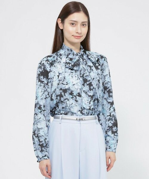 Paul Stuart / ポール・スチュアート シャツ・ブラウス | 【ウォッシャブル】ボタニカルブルームプリント　ブラウス（ネイビー）