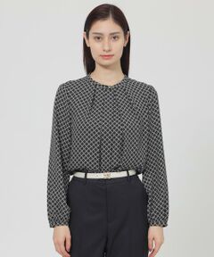 Paul Stuart / ポール・スチュアート シャツ・ブラウス | 【ウォッシャブル】格子モノグラムプリント　ブラウス