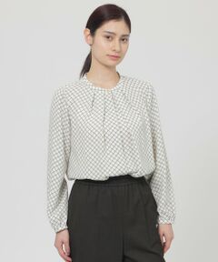 Paul Stuart / ポール・スチュアート シャツ・ブラウス | 【ウォッシャブル】格子モノグラムプリント　ブラウス