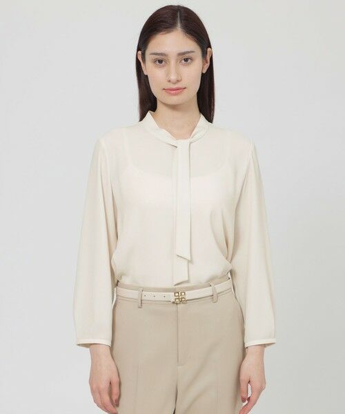 Paul Stuart / ポール・スチュアート シャツ・ブラウス | 【ウォッシャブル/防しわ性/吸水速乾】エレガントジョーゼット　ブラウス（ベージュ）