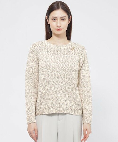 Paul Stuart / ポール・スチュアート ニット・セーター | 【ウォッシャブル】スラブミックスヤーン　プルオーバー（ベージュ）