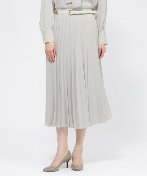Paul Stuart / ポール・スチュアート スカート | 【ウォッシャブル/防しわ性】バックサテンジョーゼット　スカート（ライトグレー）