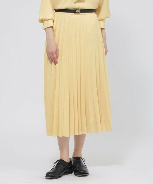 Paul Stuart / ポール・スチュアート スカート | 【ウォッシャブル/防しわ性】バックサテンジョーゼット　スカート（イエロー）