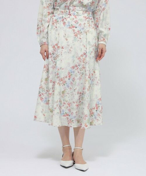 Paul Stuart / ポール・スチュアート スカート | 【ウォッシャブル】ボタニカルブルームプリント　スカート（オフホワイト）