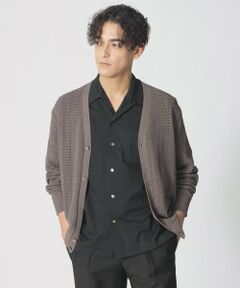 Paul Stuart / ポール・スチュアート ニット・セーター | 【COLLECTION LINE】アイレットヘリンボーン/Vネックカーディガン