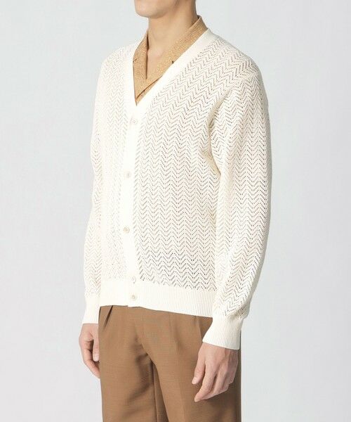 Paul Stuart / ポール・スチュアート ニット・セーター | 【COLLECTION LINE】アイレットヘリンボーン/Vネックカーディガン | 詳細4