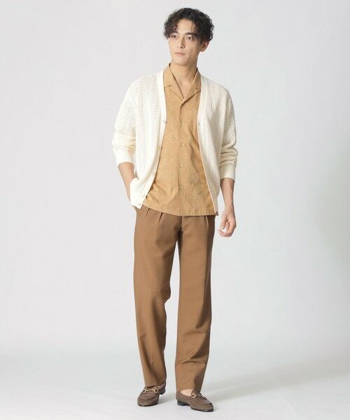 Paul Stuart / ポール・スチュアート ニット・セーター | 【COLLECTION LINE】アイレットヘリンボーン/Vネックカーディガン | 詳細1