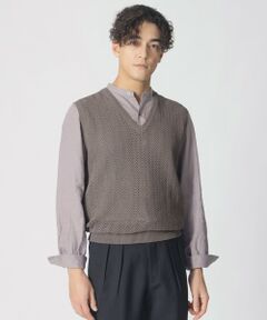 Paul Stuart / ポール・スチュアート ニット・セーター | 【COLLECTION LINE】アイレットヘリンボーン/Vネックベスト
